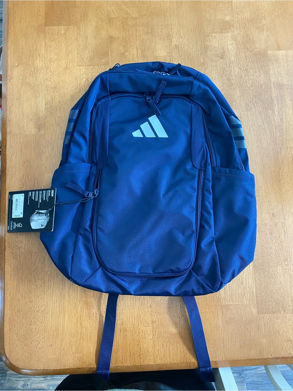 ADIDAS Navy Blue Logo Stadium Backpack with Side Pockets